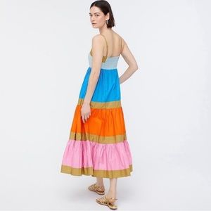 J. Crew Multi color block Tiered Maxi dress -Size 8